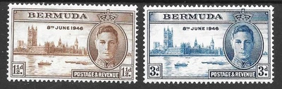 BERMUDA 1946 SG123/4 "VICTORY" MINT HINGED. - Image 1 of 2