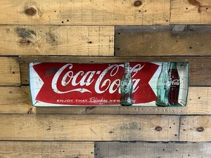 Antiguo letrero de metal de Coca Cola arte popular estante publicidad vintage - Imagen 1 de 7