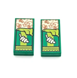 2x NEW Lego 1x2 Printed Tile -Green Valley Granola Bar Pattern - Minifigure Food - Picture 1 of 3