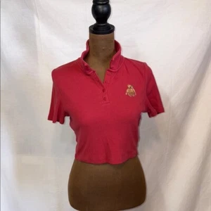 Forever 21 Red Ruffled Crop Polo Top - Picture 1 of 5