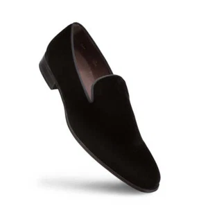 NEW Mezlan Mens Dress Shoes Loafers Slip On Genuine Velvet Suede Lublin Black - Picture 1 of 5