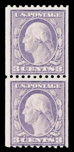 Scott 489 1917 3c Washington Coil Pair Mint Fine OG NH Cat $22.50 - Picture 1 of 1