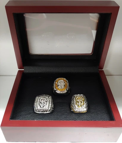 San Francisco Giants - World Series 3 Ring Set With Wooden Display Box.. Posey Cover