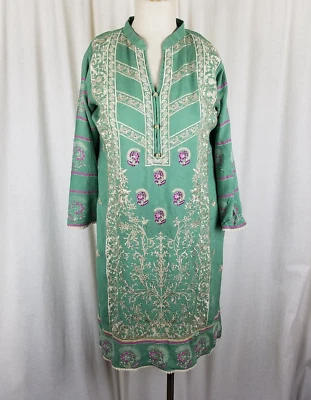 Vestido túnica vintage indio Salwar Kameez Kurti Kurta bordado étnico S M Foto 1 de 4