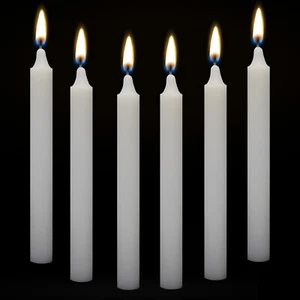 6/12 Tapered White Wax Dinner Candles, Smokeless, Unscented 6Hrs Burning Time - Picture 1 of 9