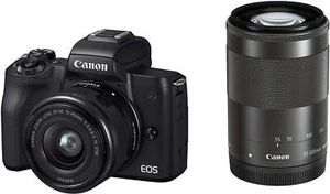 Canon EOS Kiss M Double Zoom Kit EOSKISSMBK-WZK Black CMOS New in Box - Picture 1 of 7