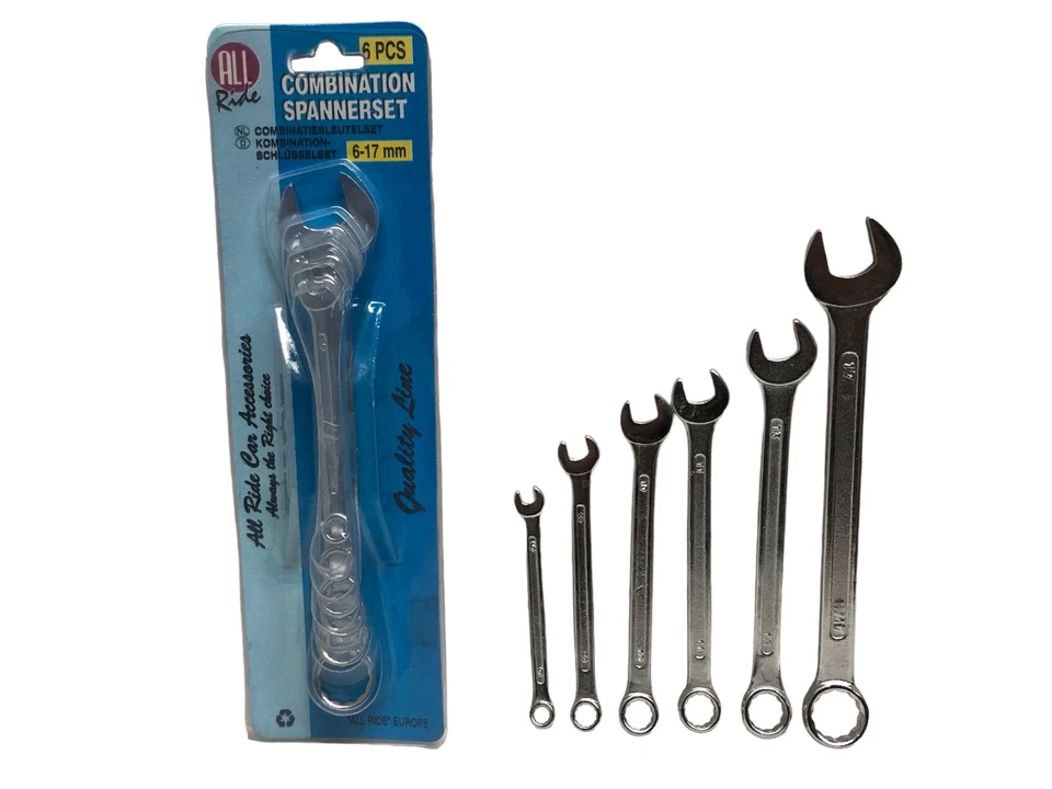 6 CHIAVI INGLESI COMBINATE FORCHETTA E ANELLO SET MISURE DA 6 A 17 MM - Immagine 1 di 1