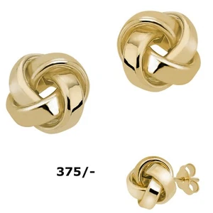 Ohrstecker 375 Gold, Knoten hochglanz 10,3 mm Ohrringe 1 Paar Neu - Bild 1 von 2