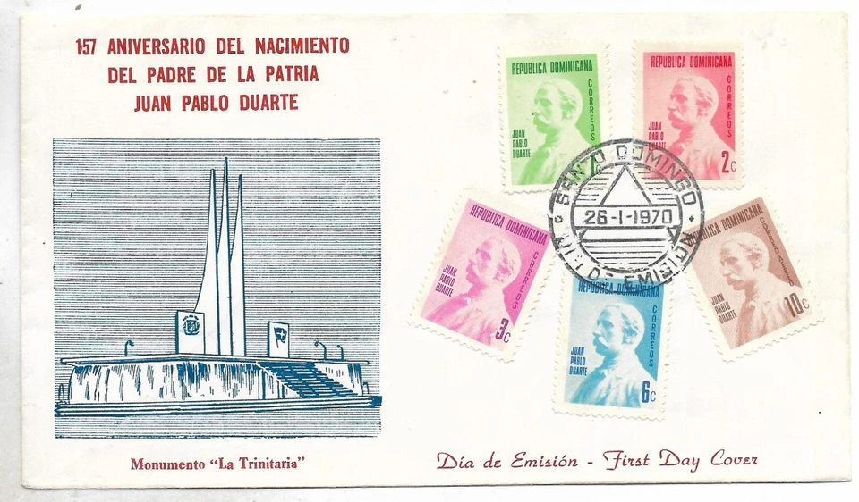 DOMINICAN Rep. 1970 FDC Juan Pablo Duarte 157th anniversary - Image 1 of 1