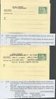 Canada P105 Special Postal Stationery Used on Forms - 2 Examples