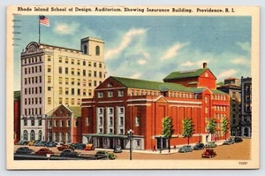 Providence Rhode Island School of Design Auditorium Linen Postcard c1943 P2 - Picture 1 of 2