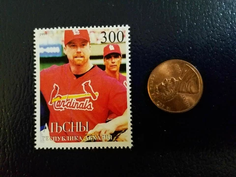 Mark Mcgwire St Louis Cardinals 1999 Foreign Perforated Stamp RARE Oddball (c) Cover