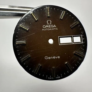 Omega Geneve Day Date Vignette Brown Rare Dial Vintage - Picture 1 of 3