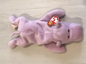 "Hipopótamo ""Happy"" TY Beanie Baby - Raro - 1994 errores de etiqueta - Imagen 1 de 8