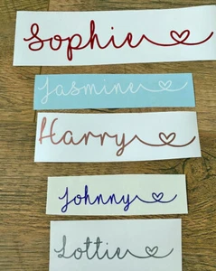 Vinyl Namensaufkleber Etiketten, I Love Glitzer, Herz, 3 Größen, Glitzer personalisieren - Bild 1 von 4
