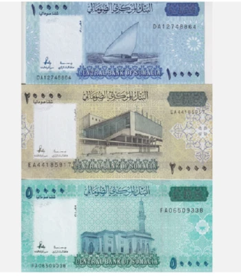 Somalia Set 3 Pcs 10000 20000 50000 Shillings 2010 ND 2023 2024 UNC New Banknote - Image 1 of 2