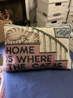 Vintage HOME IS WHERE THE CAT IS Tapestry Accent Throw Pillow 12? X 8?. PT 2