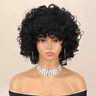 Short Curly Synthetic Wigs Soft Black Curly Wig with Bangs Heat Resistant Hair