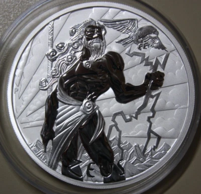 Tuvalu 5 Dollari 2021 Dei Dell'Olimpo ZEUS Argento 5 oz ST-BU #F5874 Raro - Immagine 1 di 4