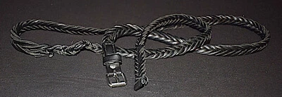 Black Faux Leather Braided Skinny Thin Belt Women’s ~ 50" Long - Image 1 of 4