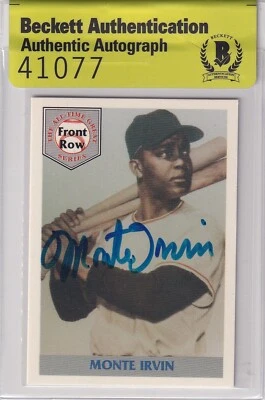 Monte Irvin Signed 1992 Front Row Giants Baseball Card #1 BAS COA #/d Autograph - Image 1 of 4