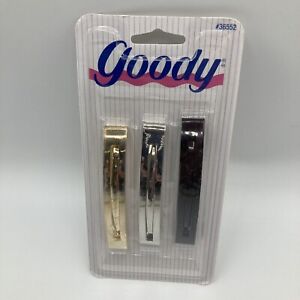 Vintage Goody Barrettes Stay Tight 3.5 Inch Gold Silver Bronze 3 Pack