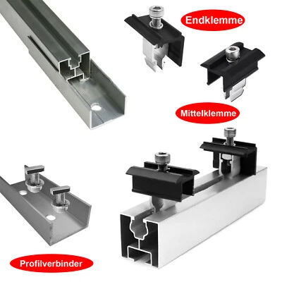 TEOV Alu Profilverbinder Solar PV Endklemme Mittelklemme Befestigung Halterung Modul