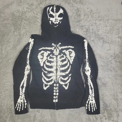 Hot Topic Skeleton Hoodie Full Zip Face Mask Glow In The Dark Womens Extra Large - Image 1 of 4