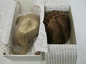 2 Girl Doll Wigs Size 9-10 Blond Auburn Pigtails Milkmaid Braid Synthetic Global - Picture 1 of 8
