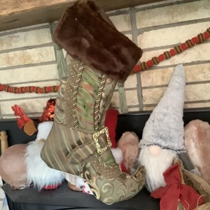 Serendipity VICTORIAN TAPESTRY BOOT Olive Greenish Gold Weihnachtsstrumpf - Bild 1 von 3