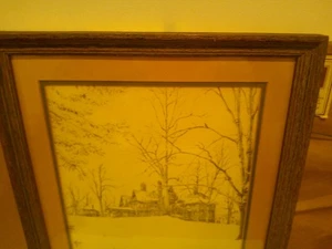 Stampa artistica paesaggio invernale vintage FIRMATA R.PARKE CORNICE E OPACA 12 X 15" - Foto 1 di 9