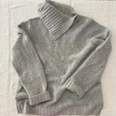Suéter Vintage Jeanne Pierre Mezcla Lana Gris Suave Para Mujer’s Grande Cuello Alto Foto 1 de 4