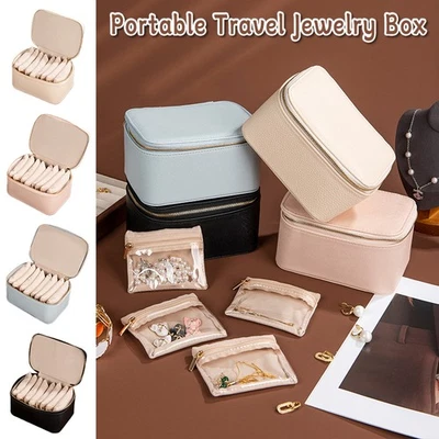 Portable Travel Jewelry Box Set of 8 Bag Bracelets Watches Necklace Storage Box  - Image 1 of 4