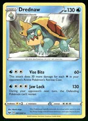 Drednaw 061/202 Rare Normal SWSH01: Sword & Shield Base Set NM - Image 1 of 2