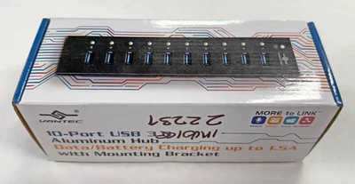 Vantec 227911 UGT-AH110U3-BK 10-port USB 3.0 Aluminum Data/Charging Hub Mac/PC - Image 1 of 4
