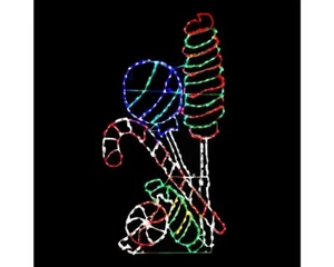 Christmas Outdoor Decoration LED Candy Canes Lollipops Wireframe 72" Large - Picture 1 of 1
