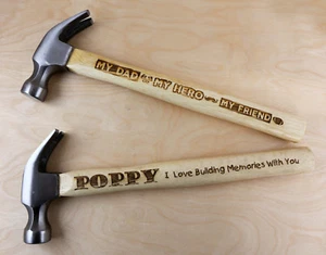 SALE PERSONALISED ENGRAVED TIMBER HAMMER FATHER'S DAY GIFT BIRTHDAY, CHRISTMAS - Picture 1 of 12