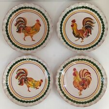 Tuscan Rooster Williams Sonoma 2010 Ruffled Salad Plates 9" One Set of 4 Designs