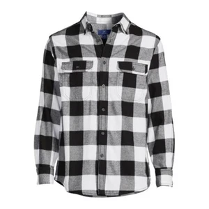 NWT George Men's Long Sleeve Flannel Shirt Black White Buffalo 3XL - Picture 1 of 1