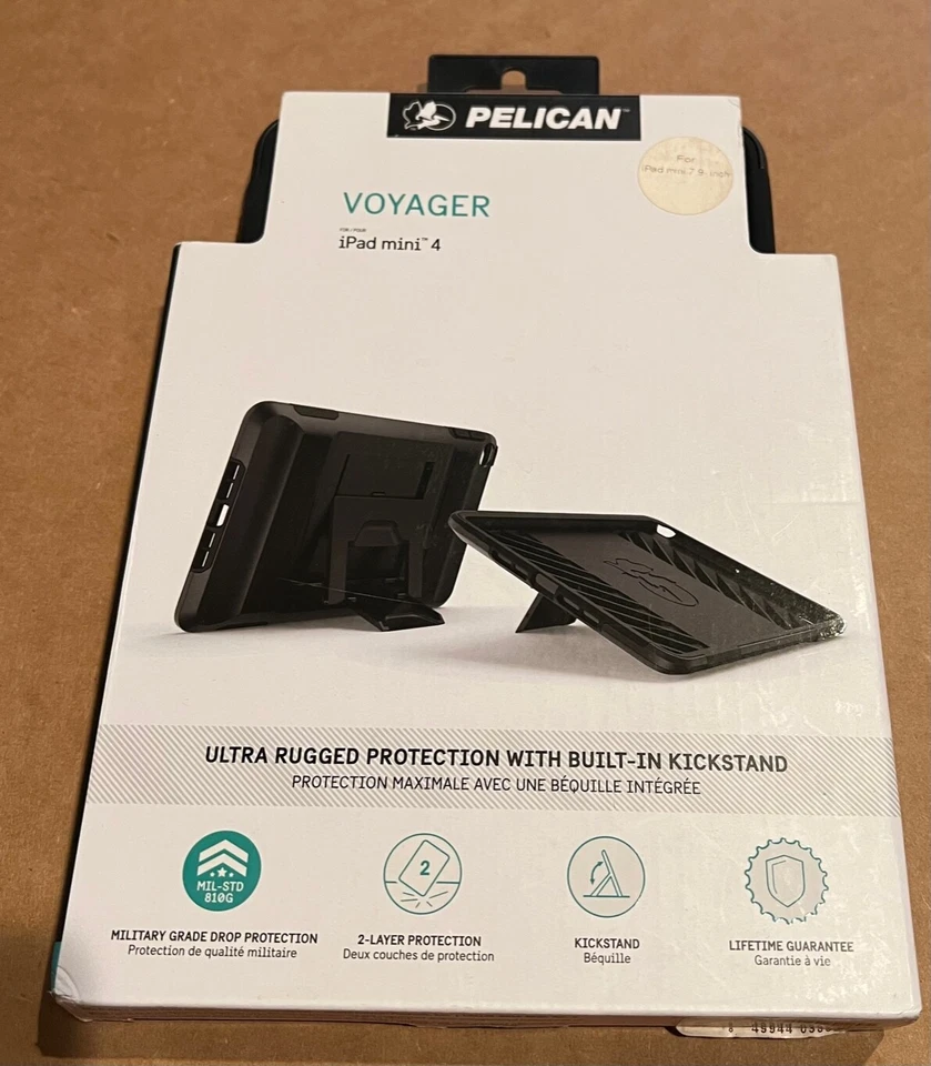 NEW Pelican Voyager Case w/ Kickstand for Apple iPad Mini 4 (7.9") ONLY - Black - Image 1 of 1