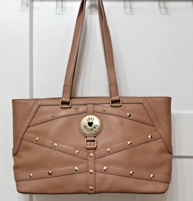 LOVE MOSCHINO Milano Large BORSA Bag - Nat Grain Leather- Taupe - MSRP $349 - Image 1 of 4