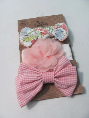 NEW BABY ESSENTIALS SET OF 3 DIFFERENT PINK HEADBANDS ~~SIZE 0-24 MO. - Image 1 of 4