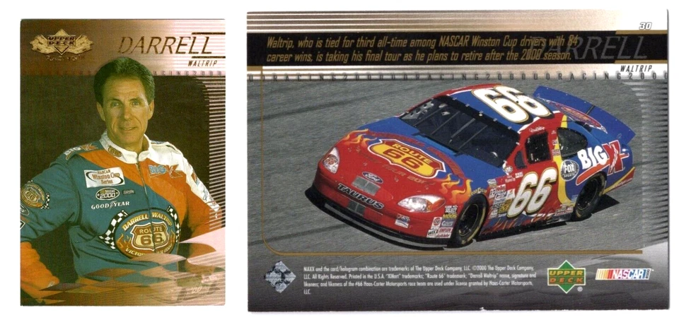 DARRELL WALTRIP 2000 UPPER DECK RACING 30 NASCAR ROUTE 66 AUTO RACING - Image 1 of 3