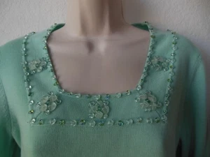 Requirements Marke mintgrüner Smart Pullover Perlenakzent quadratischer Ausschnitt Gr. M - Bild 1 von 6