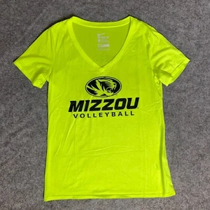 Mizzou Tigers Womens Medium Neon Green Nike Short Sleeve Tee Top NCAA Volleyball - Picture 1 of 9