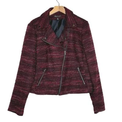 Женская байкерская куртка Dana Buchman 16 темно-бордовая черная твидовая - Изображение 1 из 4