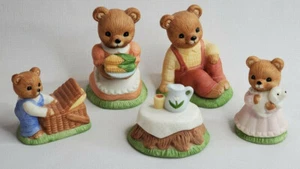 Vintage Homco Home Interior Bear Figurines Picnic Time #1462 - Picture 1 of 9