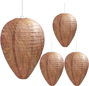4 Pack Wasp Nest Decoy Hanging Wasp Nest Stay Away from Wasps Hornets Yellow Jac - Picture 1 of 6