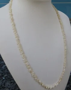 Vintage Cultured Rice Pearl Necklace/Sparkling Stones in Clasp and side drilled - Picture 1 of 18