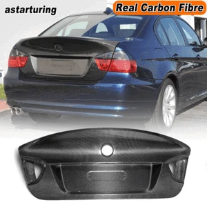 Fit For BMW E90 325i 330i 2005-08 Real Carbon Rear Bootlid Trunk Lid Cover Trim - Picture 1 of 9